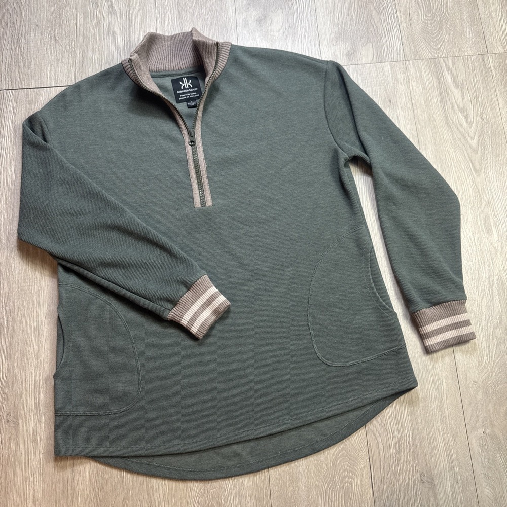 Krimson Klover Sweater Womens Large L Green 1/2 Zip Pullover Lightweight
